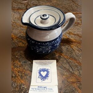 Signed ROY OVERCAST POTTERY - Covered Cream Pitcher with Lid